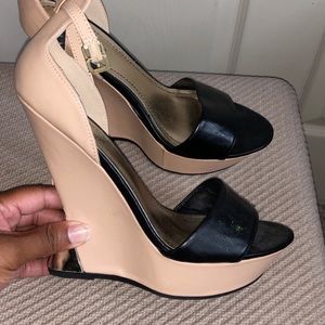 Black and Tan Wedge Heels